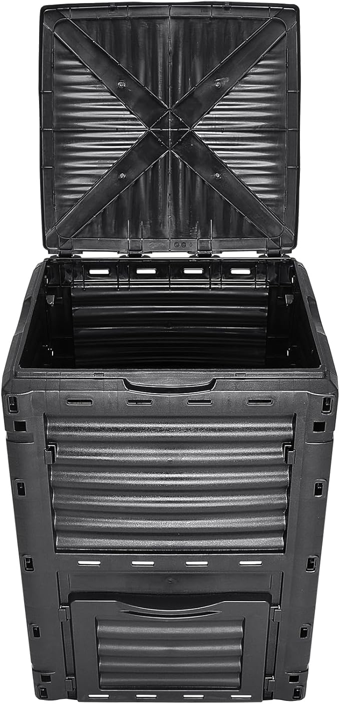 VEVOR Garden Compost Bin 80 Gallon BPA Free Composter Large Capacity Outdoor Composting Bin with Top Lid and Bottom Door Easy Assembling Lightweight Fast Creation of Fertile Soil