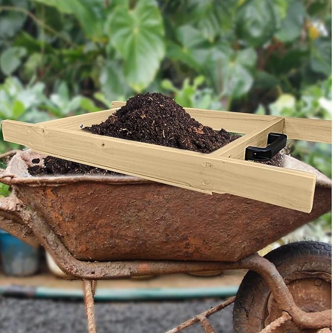 Sifter for Garden 2Pcs Hand Held Multi-Purpose Stainless Compost Soil Screen Dirt Cedar Stainless Garden Sifter Sieve for Compost Sand Rocks Dirt and Potting Soil（2/5+1/4）