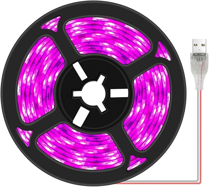 USB Plant Grow Strip 2835 SMD LED Grow Light - Full Waterproof Phyto Tape Lighting for Indoor Plants (0.5m 1m 2m 3m)(No Waterproof1m 60leds)