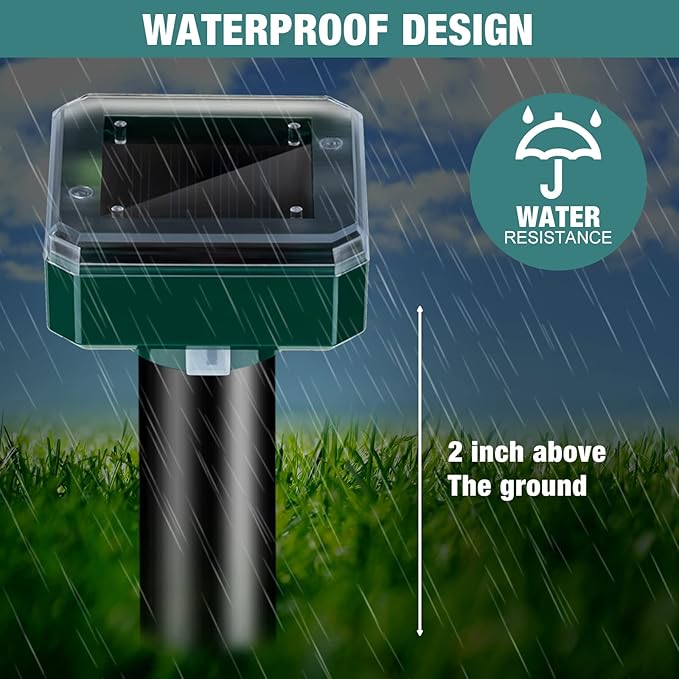 28 Pieces Solar Mole Repellent Ultrasonic Outdoor Gopher Deterrent Spikes for Garden Yard Lawn Waterproof Solar Powered Repeller for Groundhogs Voles Snakes and Other Burrowing Animals (Square)