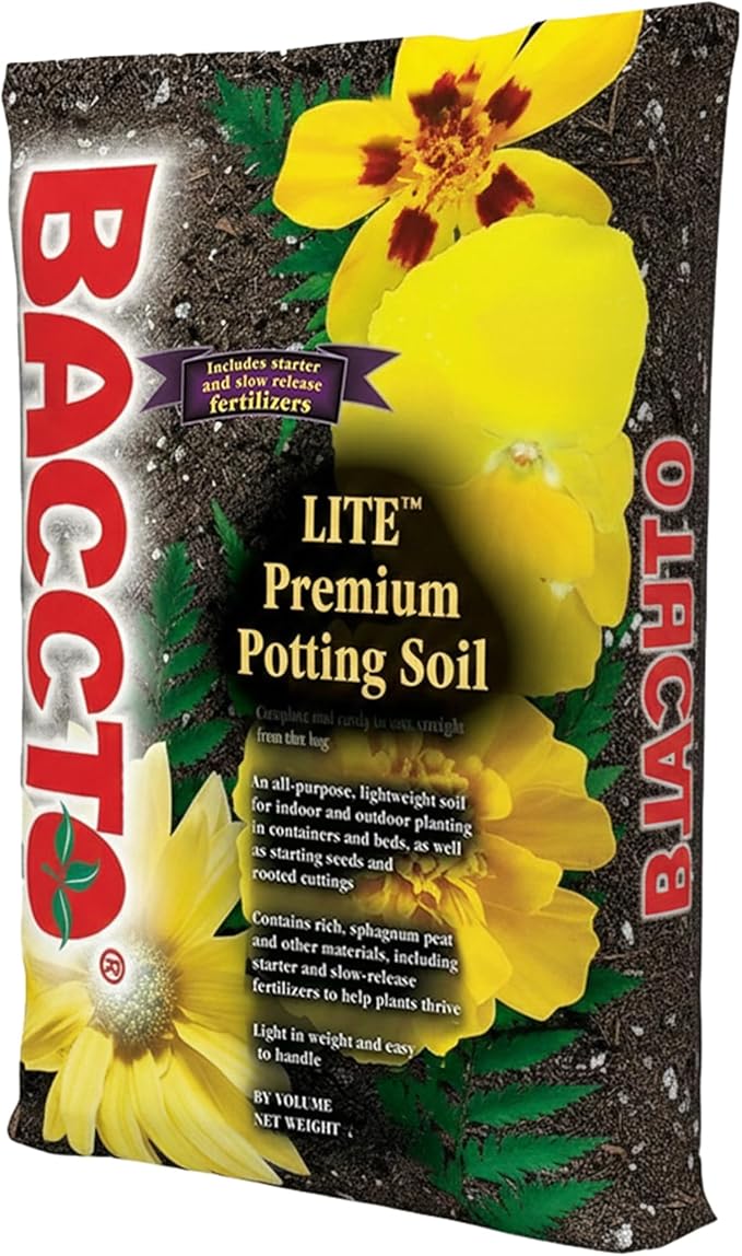 Michigan Peat 1440 Baccto Lite Premium Potting Soil for Gardening Seed Starting Propagation and More 40 Quart Bag (2 Pack)