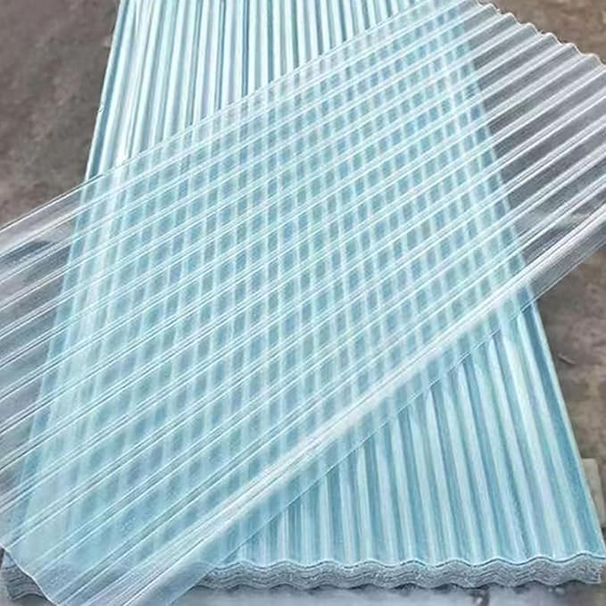 Clear Polycarbonate Roofing Sheet Splicable Corrugated Plastic UV Resistant Insulation Day Lighting Covering Panel for Greenhouse Canopy Carport Pergola Easy Cut (Clear 8 PCS 3x5.3 ft)