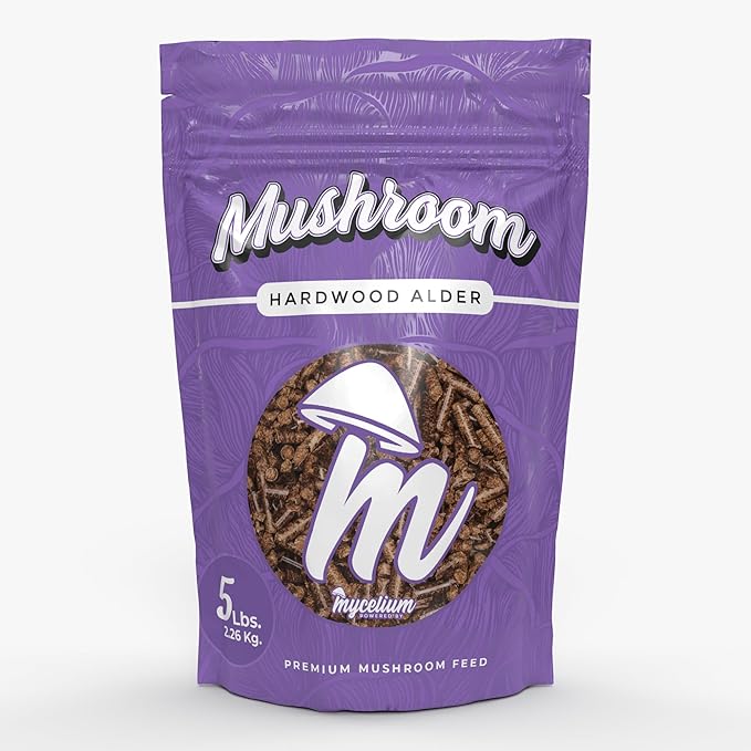 Mycelium Premium Mushroom Spawn Hardwood Alder I High Yield Organic Grain Feed I Indoor Mushroom Cultivation for Starter &amp Pro Home Growers I Non-GMO &amp Sourced from Local USA Farms 5lbs