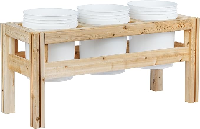 Greenes Fence Three Bucket Elevated Cedar Wood Garden Frame 43 in. x 16 in. x 20 in. - Made in USA with North American Cedar