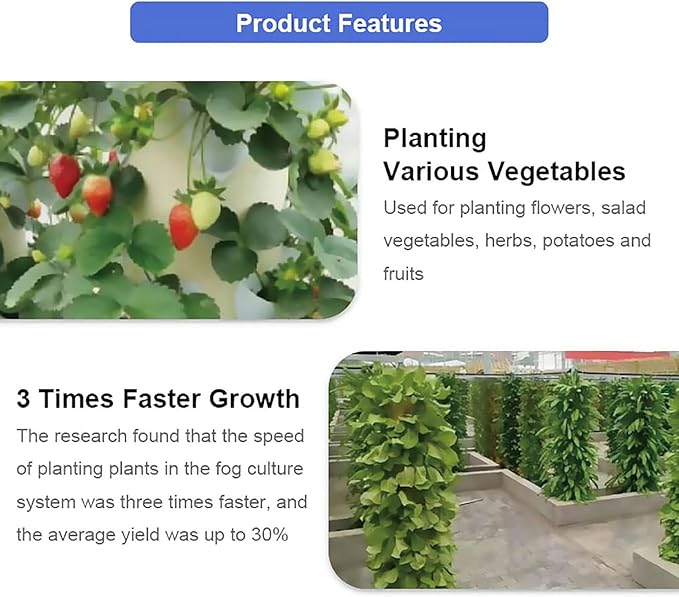 48 Pods Hydroponics Growing System Aeroponics Growing Tower with LED Grow Light Vertical Herbs Garden Planter Plant Germination Aeroponics Growing Kit with Hydrating PumpAdapterNet PotsTimer