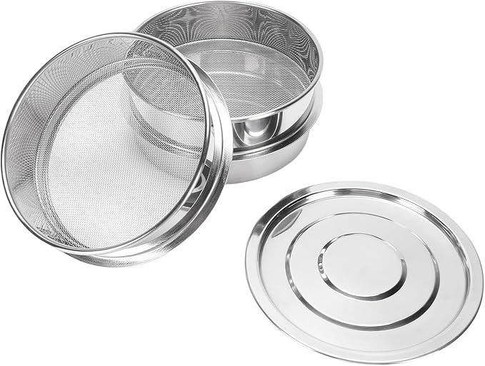 AUNMAS Seed Sprouting Kit Sprout Grower Kit with Lid Base for Home Gardening Beans Peas 6.7in Stainless Steel Mesh (3 Layer)