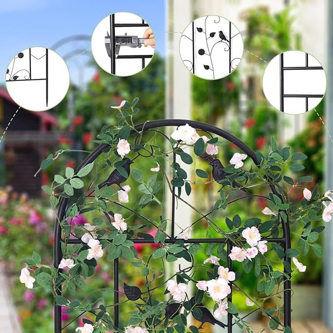 180 200 220cm Metal Decorative Garden Trellis Support Trellis for Climbing Plants Outdoor Roses Vine Cucumbers Vegetables Flower Support(220cm/86.61″)