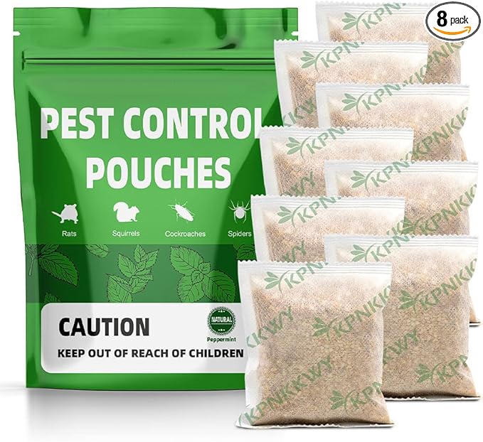 Pest Control Mouse Repellent Pouches Rodent Repellent Mice Repellant Indoor Peppermint Mice to Repel Spider Ant Roach &amp Mosquito Rat Repellant Outdoor Keep Mouse Out of Camper-8P