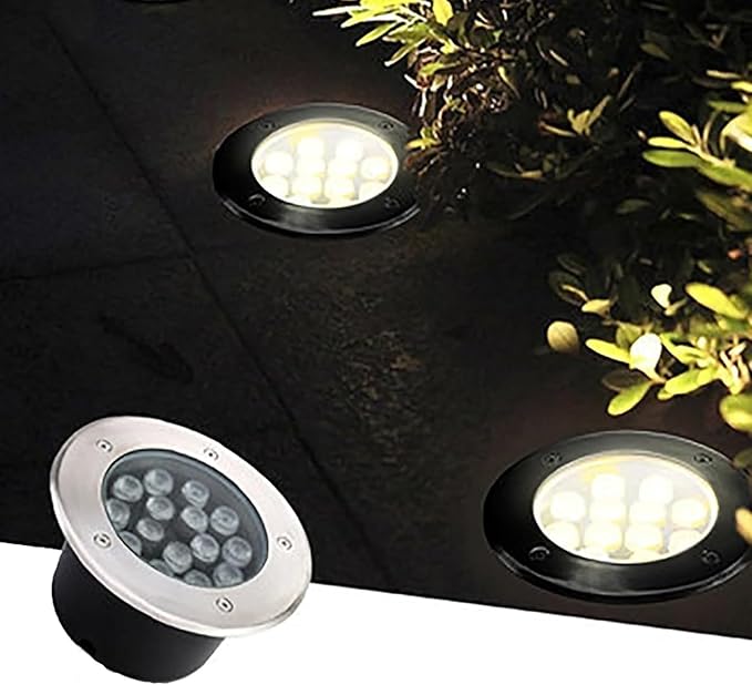 Underground Light LED - Outdoor Ground LED Inground Landscape Light IP67 Waterproof Recessed Low Voltage Deck Round Spotlight Disc for Driveway Patio Pathway SRed 6W