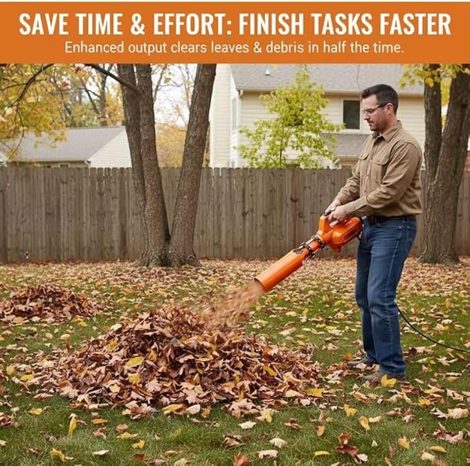 Air Booster Pro Leaf Blower Extension Kit Black High-Performance Debris Clearing Attachment with Universal Mounting System for Yard Tools (Orange)