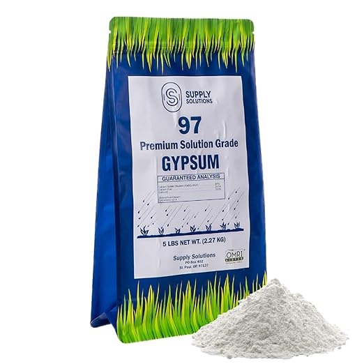 Supply Solutions Premium 97 Solution Grade Gypsum - Fast Acting Gypsum for Soil - Organic Calcium Sulfate Dihydrate - Gypsum Powder for Root Growth Lawns Mushroom Cultivation (5lbs)