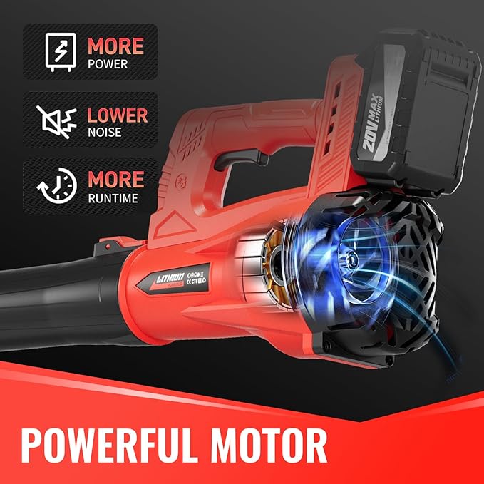 Leaf Blower Cordless Electric Brushless Leaf Blower with 2 * 4.0Ah Battery Powered Blowers for Lawn Care Blower with Extension Nozzle Battery Powered Blowers Leaf Cordless