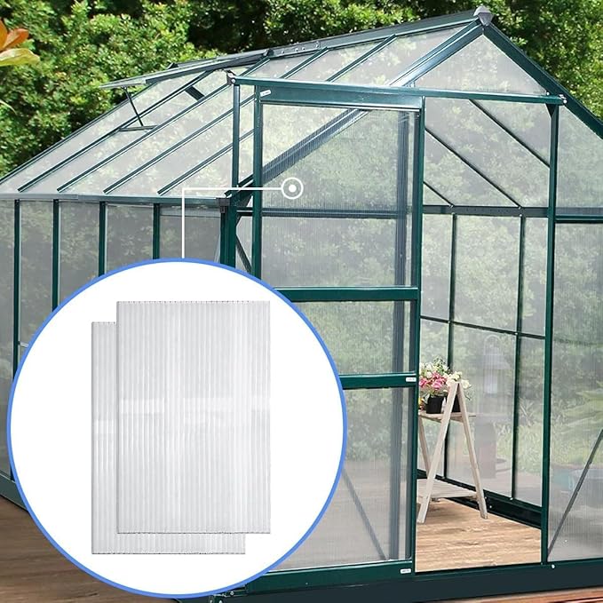 DGSL 14 Pcs Polycarbonate Greenhouse Panels 6' x 2' x 0.24'' Twin-Wall Panels Polycarbonate Sheet for All Weather Outdoor Garden and Greenhouse Covering