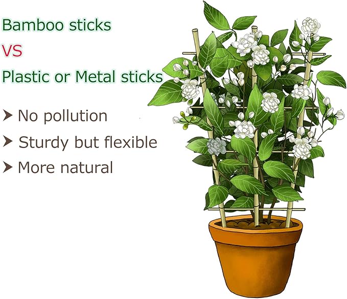 Trellis for Climbing Plants Indoor Outdoor Natural Bamboo Trellis 24 Inch 3 Pack Garden Trellis for Potted Plants Ivy Monstera Houseplants