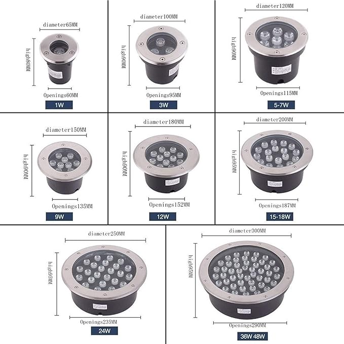 LED Underground Garden Spotlights 85-265V IP67 Waterproof Round Recessed Lighting for Outdoor Use (6W White 12W Red)