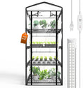 Bstrip Indoor Greenhouse with Grow Light Mini Green House with 4 Pack 20W Full Spectrum Plant Lights with Timer Plant Shelf with Tent for Indoor Plant Seed Starting Seed Tray 27.2x19.9x61.8