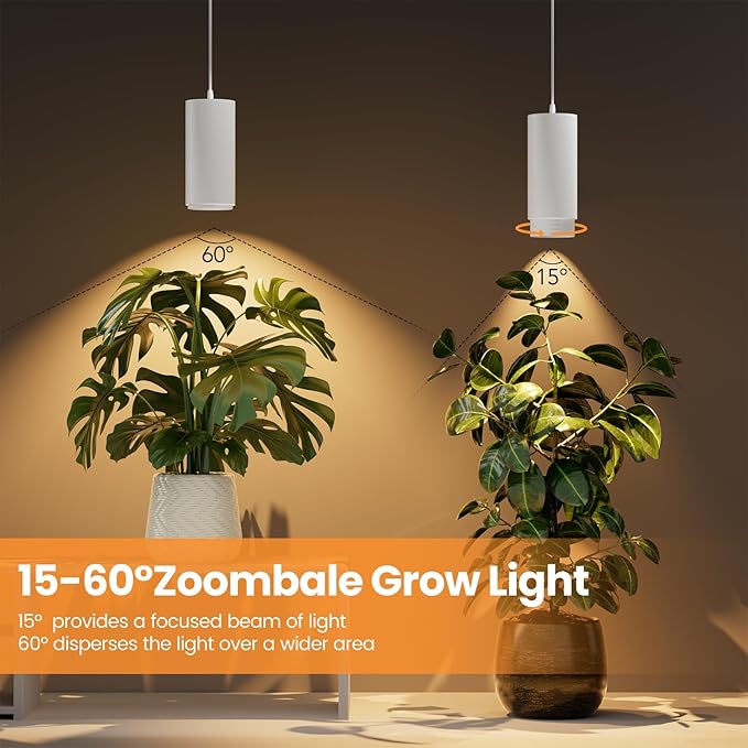 Remote Control Hanging Grow Lights for Indoor Plants 30W Hanging Plant Light with Auto On/Off Timer Full Spectrum LED Grow Light 3000K-5000K Dimmable Plug in Pendant Hanging Lights White