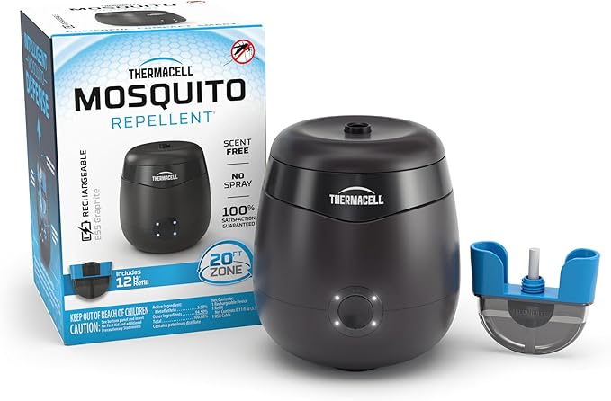 Thermacell E-Series Rechargeable Mosquito Repeller with 20’ Mosquito Protection Zone Bug Spray Alternative Scent Free