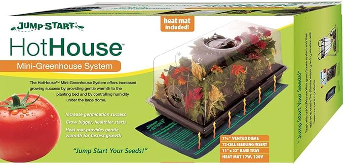 Jump Start CK64060 120V 17W Germination Hot House with Heat Mat Watertight Tray Cell Insert and 7 Humidity Dome