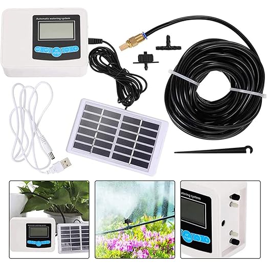 Automatic Irrigation System Plant Self Watering System Automatic Drip Irrigation Kit Watering 0-9999s Cycle 1-999h Pump Flow 850ml/Min Gift for Gardening Lovers