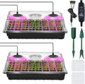 YAUNGEL Seed Starter Tray with Grow Light Seed Starter Kit with Timing Controller Adjustable Brightness 80 Cells Seed Trays for Indoor Planting with Humidity Domes Heightened Lids 2 Pack Black