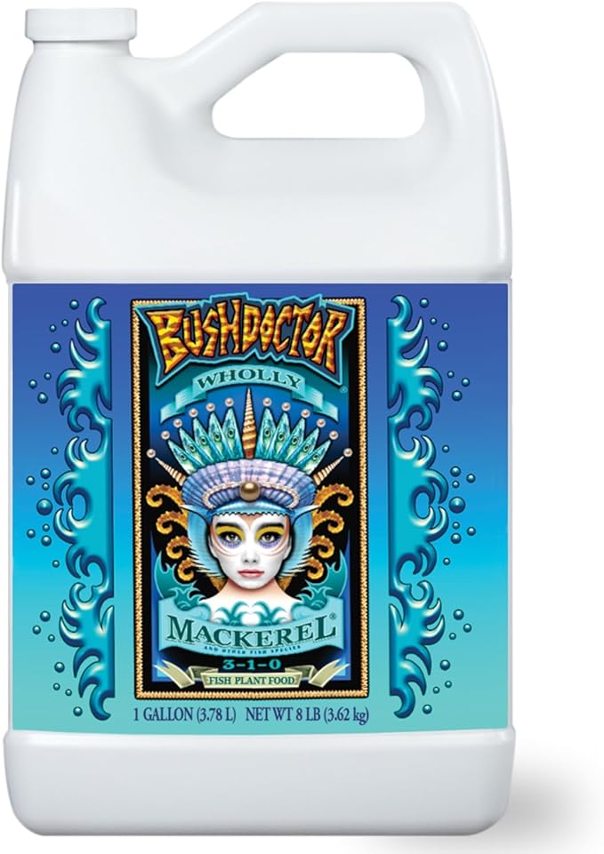 Bush Doctor Wholly Mackerel Fish Fertilizer - Organic Liquid Fertilizer Supports Vigorous Growth Designed for Fast Nutrient Uptake - 3-1-0 Formula Ideal for In-Ground &amp Container Garden - 1 Gall