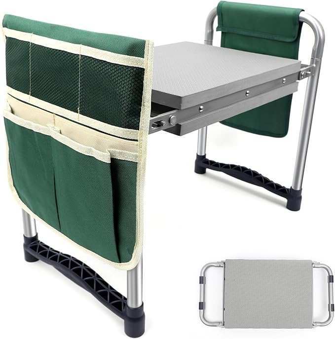 Garden Kneeler and Seat with 11.5 Wide Pad Foldable Garden Stool with 2 Tool Bags Heavy Duty Garden Kneeler for Gardening Women Horticulturist
