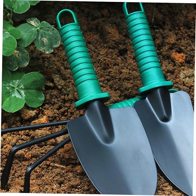 Garden Tool Set with Shovel and Rake 5pcs Heavy Duty Hand Tools in Carry Case for Outdoor Planting and Gardening Maintenance