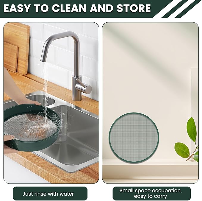 Soil Sifter for Gardening 12 Inch Dirt Garden Sieve Soil Sifter with 4 Replaceable Fine Screens and 2 Gardening Tools Rock Sieve Sifter Soil Sieve Sifter Set Sifting Pan