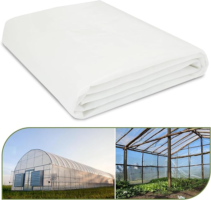Greenhouse Plastic Sheeting 8 x 25ft 6 mil Clear Greenhouse Film UV Resistant Thickened Plastic Sheeting Heavy Duty Polyethylene Green House Plastic Cover(8 x 25ft)