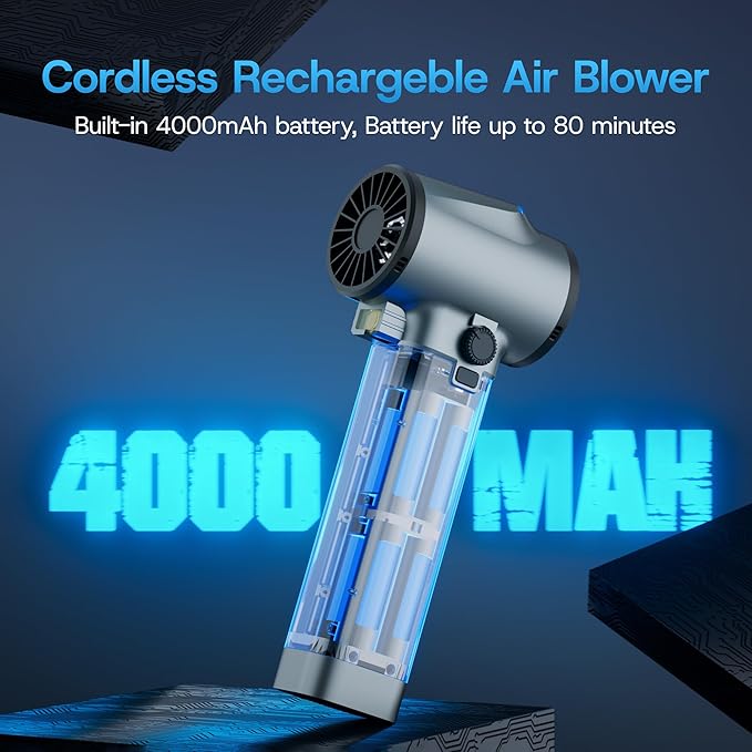 Xoopon Pro Car Blower &amp Oversize Turbo Dryer for Cars | 750W 3.6LB Thrust Cordless | 64mm Turbo Fan for Wheels Snow Golf | Handheld Car Dryer