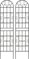 2-Pack Rustproof Metal Garden Trellis (86.7 x 19.7) | Tall &amp Modular Design | Single or Screen/Corner Use Easy Assembly for Climbing Plants &amp Garden Vertical Elegance (Black)