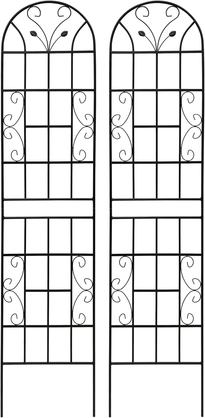 2-Pack Rustproof Metal Garden Trellis (86.7 x 19.7) | Tall &amp Modular Design | Single or Screen/Corner Use Easy Assembly for Climbing Plants &amp Garden Vertical Elegance (Black)