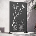 Modern Shade 4x6 FT Metal Privacy Screen with Artistic Modular Designs Decorative Patio Privacy Fence &amp Garden Divider Freestanding Outdoor Metal Fence Panel Weather-Resistant (Perch &amp Meado