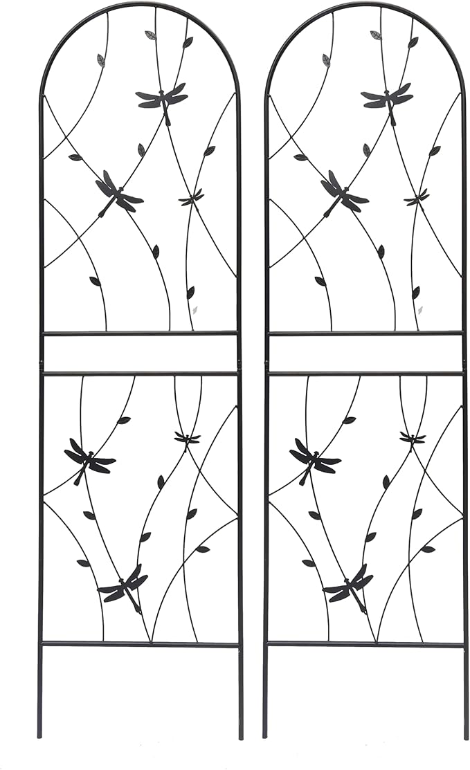 2 Pack Rustproof Metal Trellis for Climbing Plants 71x19.7 Outdoor Garden Support for Vines/Roses/Vegetables French Country Iron Plant Stand for Patio/Wedding Decor (Black4)