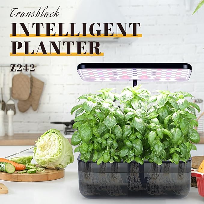 Indoor Garden Hydroponic System with LED Grow Light Hydroponic Tower 10 Pods Plant Germination Kit Height Adjustable Aeroponic Tower Garden System Black