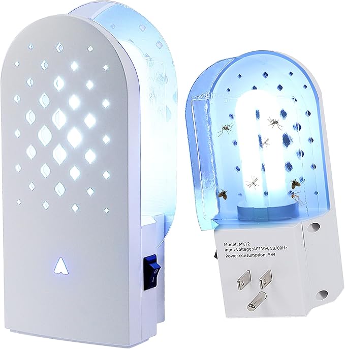 2 Packs Plug-in Mosquito Traps with 10 Glue Boards Indoor Wall Insect Catchers with 365nm Blue-Violet Lights for Mosquitos Moths Fruit Flies Gnats and Other Small Flying Bugs