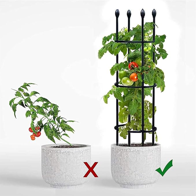 Garden Trellis for Climbing Plants Garden Obelisks Metal Tomato Cage Plant Support Adjustable Height Climbing Plant Support Pot Trellis for Flower Vegetable Tomato Vines(110x28cm)