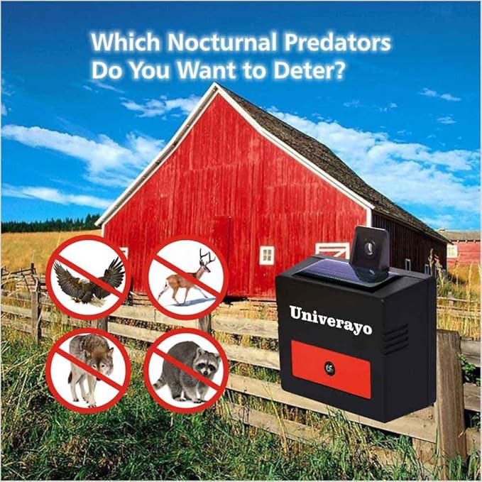 Solar Powered Animal Repeller Deer Repellent Devices Predator Control Light Coyote Deterrent Repel Skunk Fox Rabbit Raccoon at Night for Yard Garden Chicken Coop 4 Pack