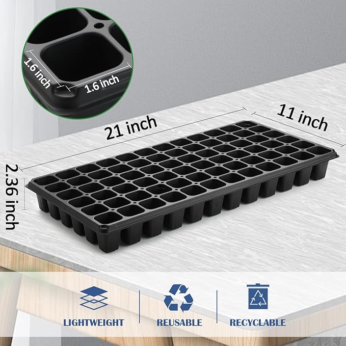 50-Pack 72 Cell Seedling Trays Heavy-Duty Deep Plug Trays for 1020 Flats Reusable Seed Starter Trays for Germination &amp Seed Starting (21.25×11 2.36 Height)