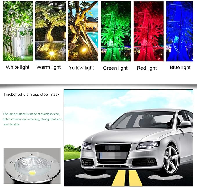 LED Underground Light 4 Pack Waterproof Spotlight IP65 Outdoor Landscape Lighting 5W 12V/24V/85-265V for Garden Stairs Holiday Decoration Driveway Pathway Lights (Yellow Light 82~265V)
