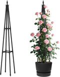 4 FT Obelisk Trellis for Climbing PlantsGarden Trellis with Extra Thickened Plastic-Coated Metal Pipes Outdoor &amp Indoor Garden Support for Potted Plants Black