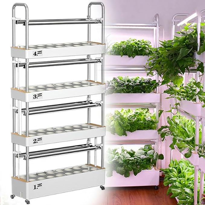 Intelligent Hydroponic Culture with Growth LED Light Hydroponic Tower of 48/64/90/120 Holes Self -Winding Culture Kit Herbal Garden Germination Kit