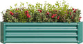 Donext Metal Raised Garden Bed Rectangle Raised Planter 4×2×1ft for Flowers Plants Vegetables Herb Veezyo Green