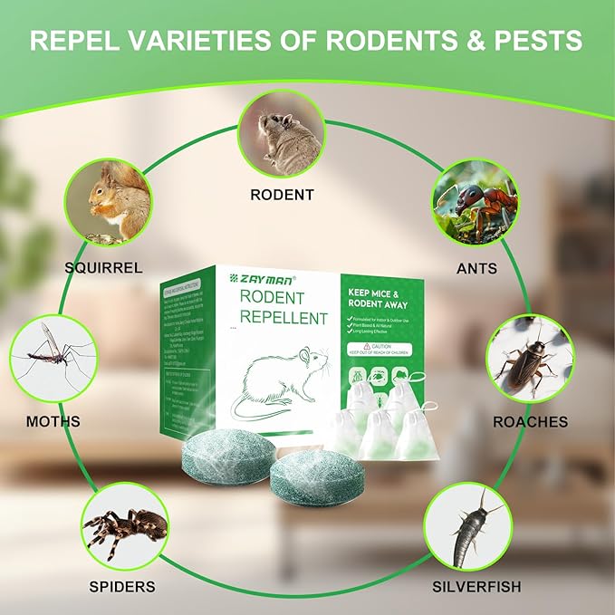 24PCS Mouse Rodent Repellent Natural Mouse Repellent Peppermint Oil for Mice Rats Squirrels Spiders and Pests Keeps Pests Away Effectively from Garden &amp Home Indoor &amp Outdoor Use