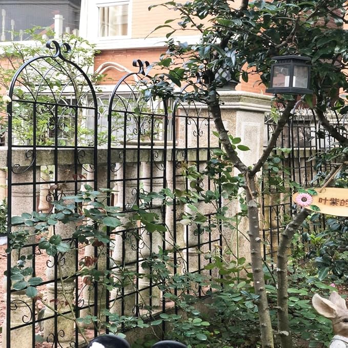 2 Pack Metal Garden Trellis 71 Inch Tall x 19.7 Inch Wide Black Rust Resistant Plant Support for Climbing Vegetables and Flowers (4 Pack-Black)