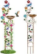 57” Bird Bath with Garden Trellis for Climbing Plants Outdoor Small Decorative Trellises Metal Birdbath Bird Baths 1 Piece (Dragonfly)