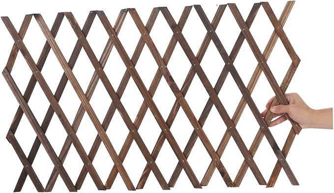 Expandable Wood Lattice Fence Rustic Garden Trellis for Climbing Plants Outdoor Balcony Patio Decor Adaptable Wooden Frame Supporting Vine Growth and Natural Elegance
