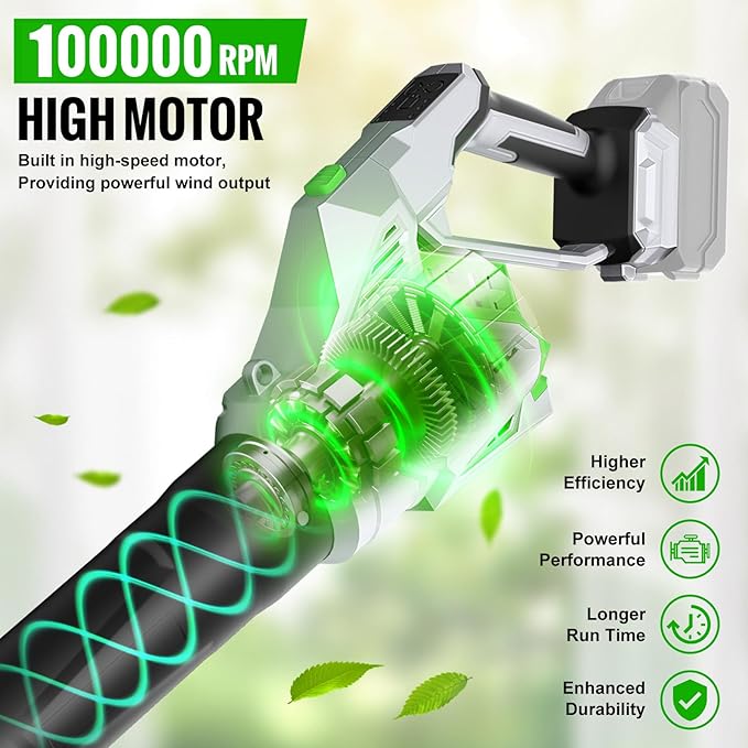 Cordless Leaf Blower Battery Powered Up to 600CFM Compatible with Makita 18V Battery(Bare Tool) 6 Speed Modes Handheld Leaf Blowers for Lawn Care Yard Garage Snow