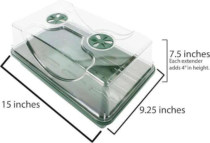 EarlyGrow Medium Seed and Herb Domed Propagator with Vented Side Height Extension and Security Clip SetGreen